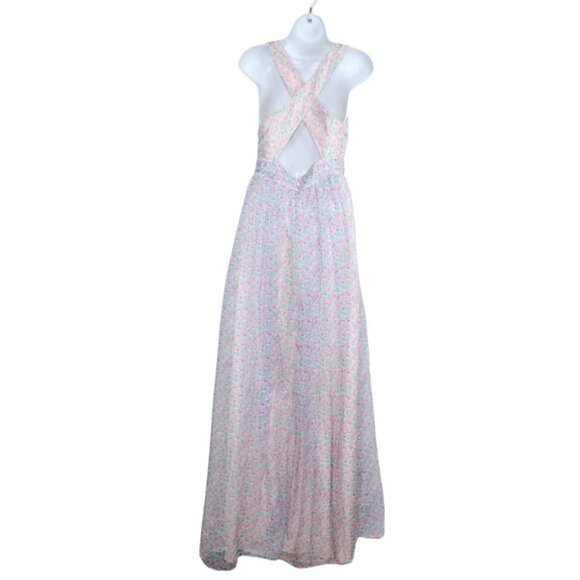 Lovers and Friends women's dress size S floral print cross back slit Deacon gown - Picture 8 of 12